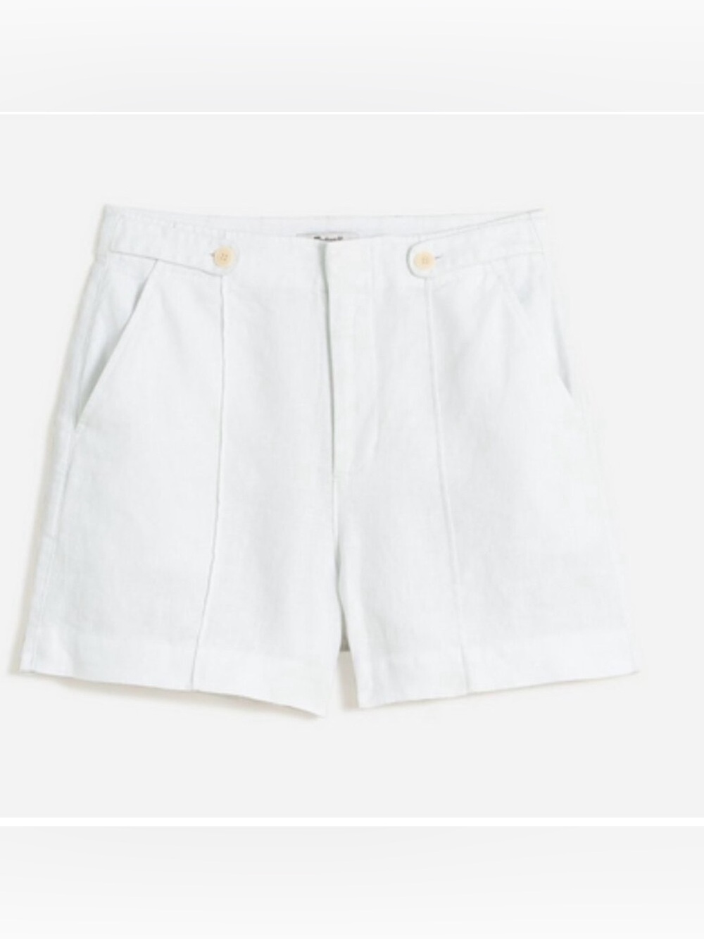 MADEWELL Clean Button-Tab shorts 100% Linen High Rise 6 Eyelet White NR095 $68 - Picture 3 of 10